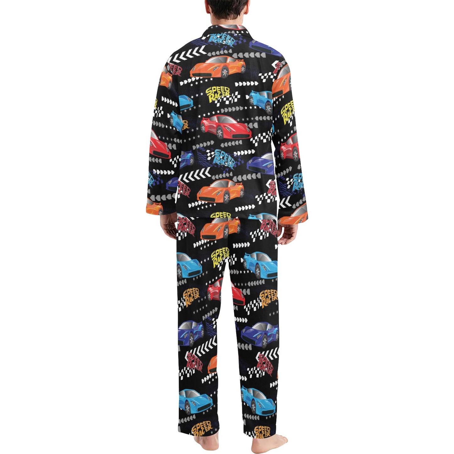 Racing Pattern Print Design A05 Men's Long Pajama Set