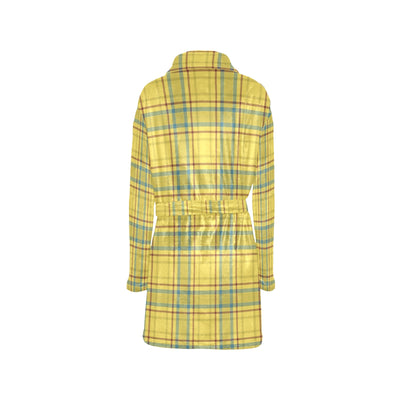 Tartan Yellow Print Design LKS301 Women's Fleece Robe