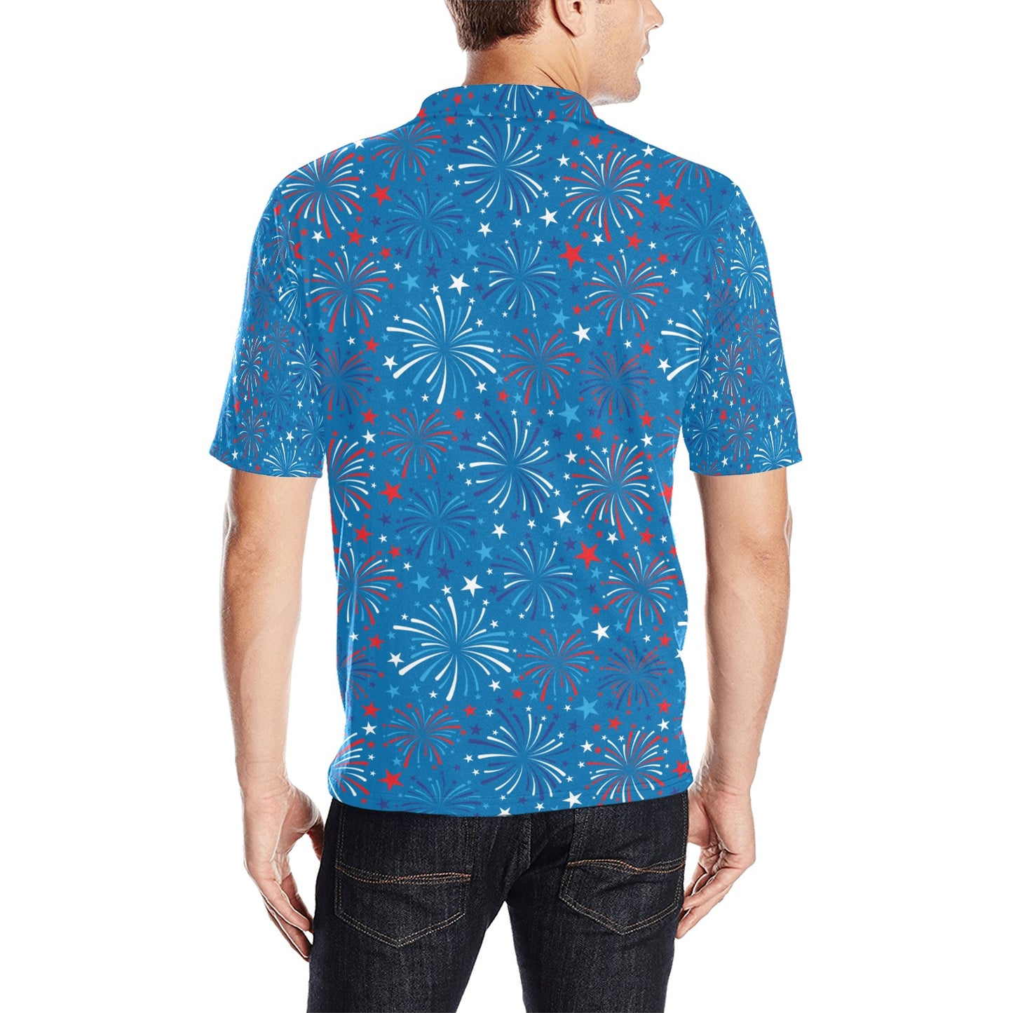 Firework Celebration Print Design LKS304 Men Polo Shirt