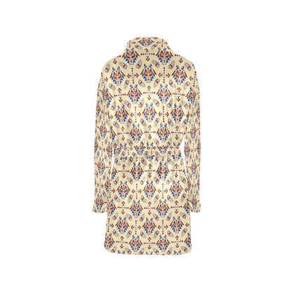 Aztec Wolf Pattern Print Design 03 Women's Fleece Robe