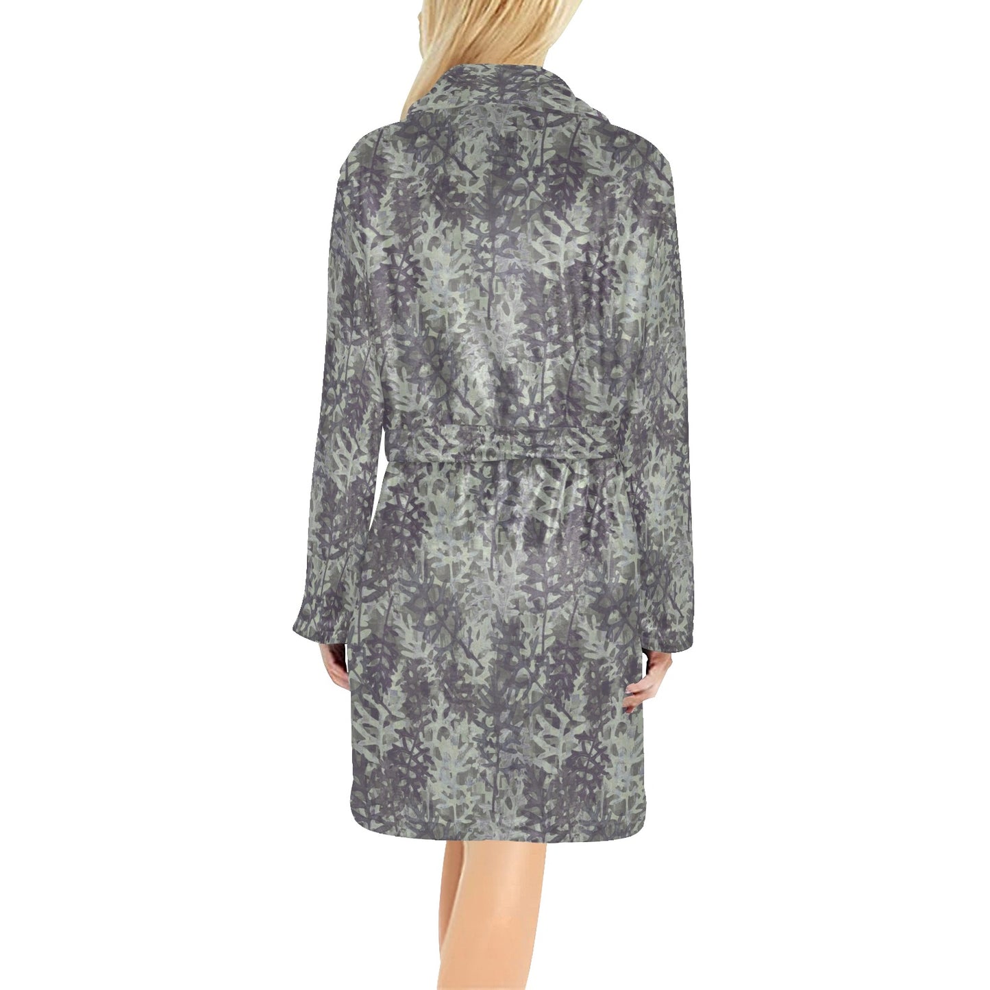Camouflage Fern Pattern Print Design 05 Women's Fleece Robe