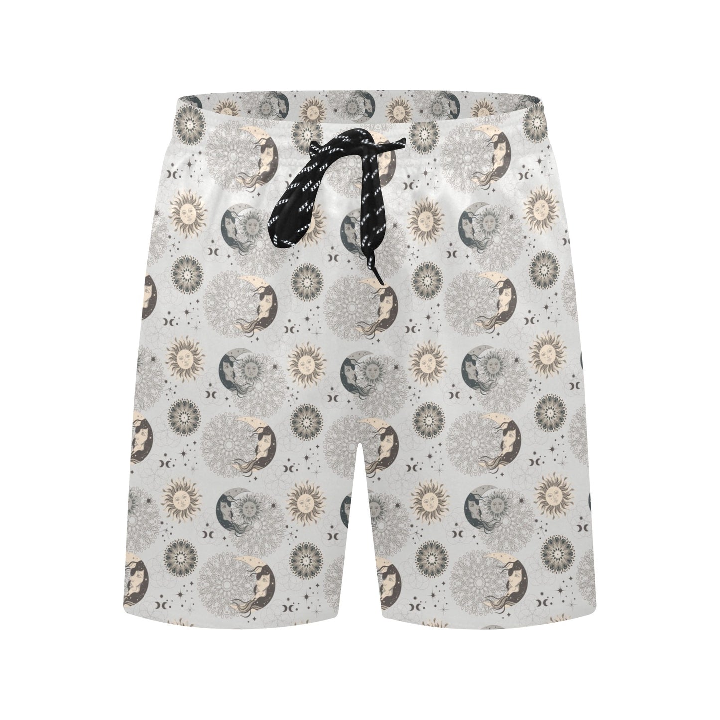 Sun Moon Print Design LKS302 Men's Swim Trunks Beach Shorts