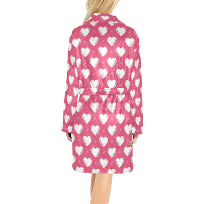 Heart Pattern Print Design HE07 Women's Fleece Robe