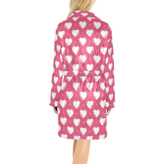 Heart Pattern Print Design HE07 Women's Fleece Robe