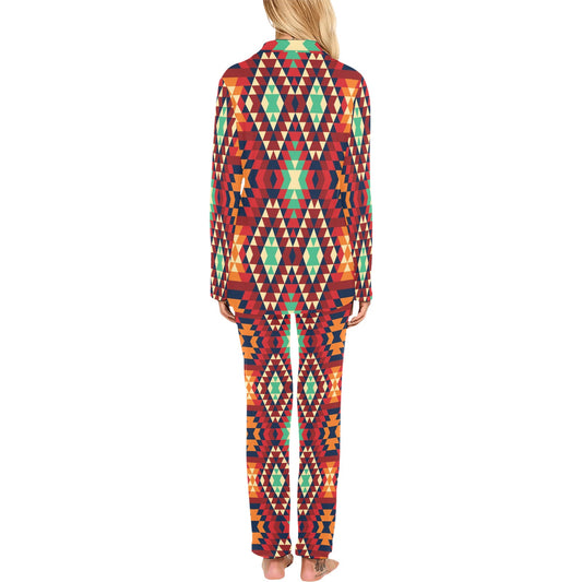 Native Pattern Print Design A07 Women's Long Pajama Set