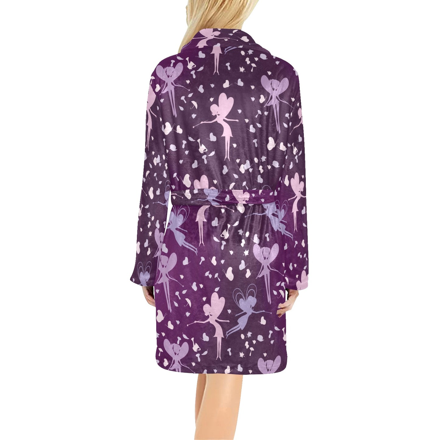 Fairy Pink Print Pattern Women's Fleece Robe