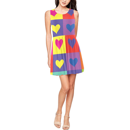 Pop Art Heart Pattern Print Design A01 Sleeveless Dress