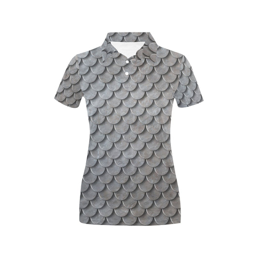 Armor Scales Pattern Print Design 03 Women's Polo Shirt