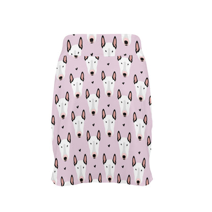 Bull Terrier Pink Print Pattern 17" Golf & Pickleball Skort with Pockets