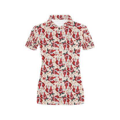 Santa Christmas Themed Print Design LKS302 Women's Polo Shirt