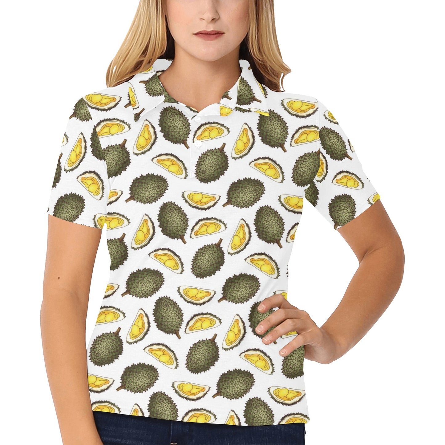 Durian Pattern Print Design DR03 Women's Polo Shirt