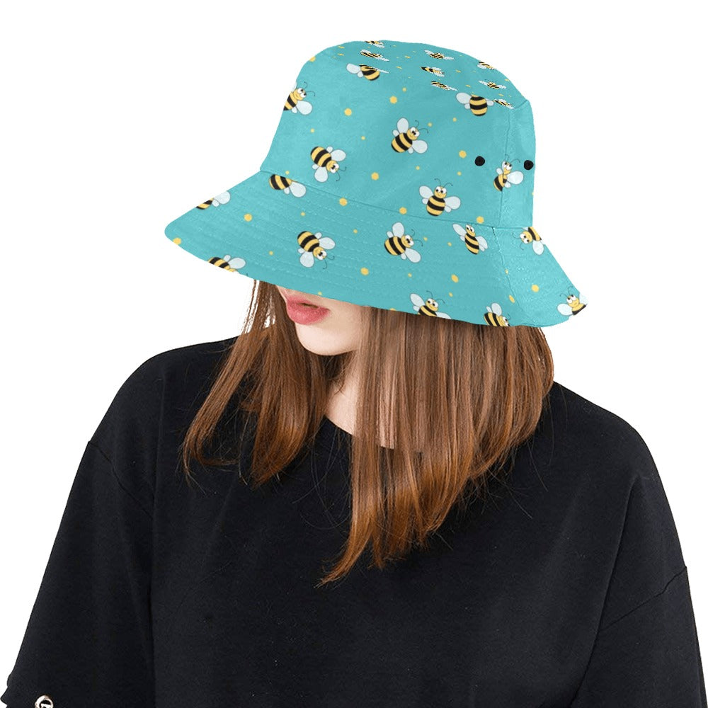 Bee With Dot Print Design LKS309 Unisex Bucket Hat