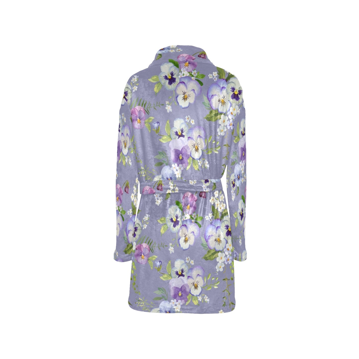 Pansy Pattern Print Design PS05 Women's Fleece Robe