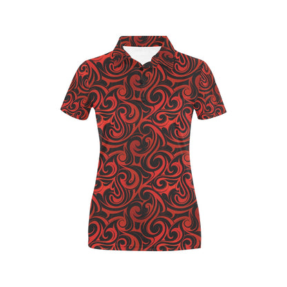 Maori Red Black Themed Design Women's Polo Shirt