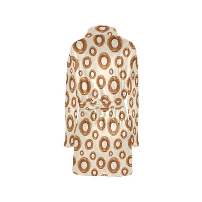 Bagel Pattern Print Design 01 Women's Fleece Robe