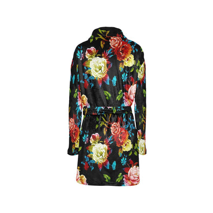 Peony Pattern Print Design PE07 Women's Fleece Robe