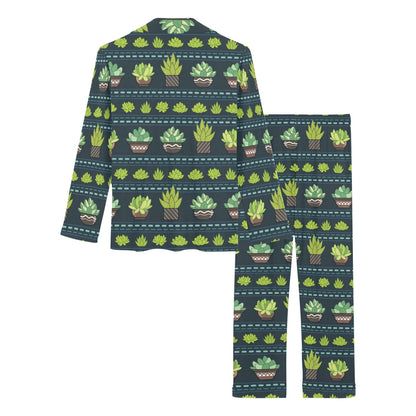 Cactus Pattern Print Design 07 Women's Long Pajama Set