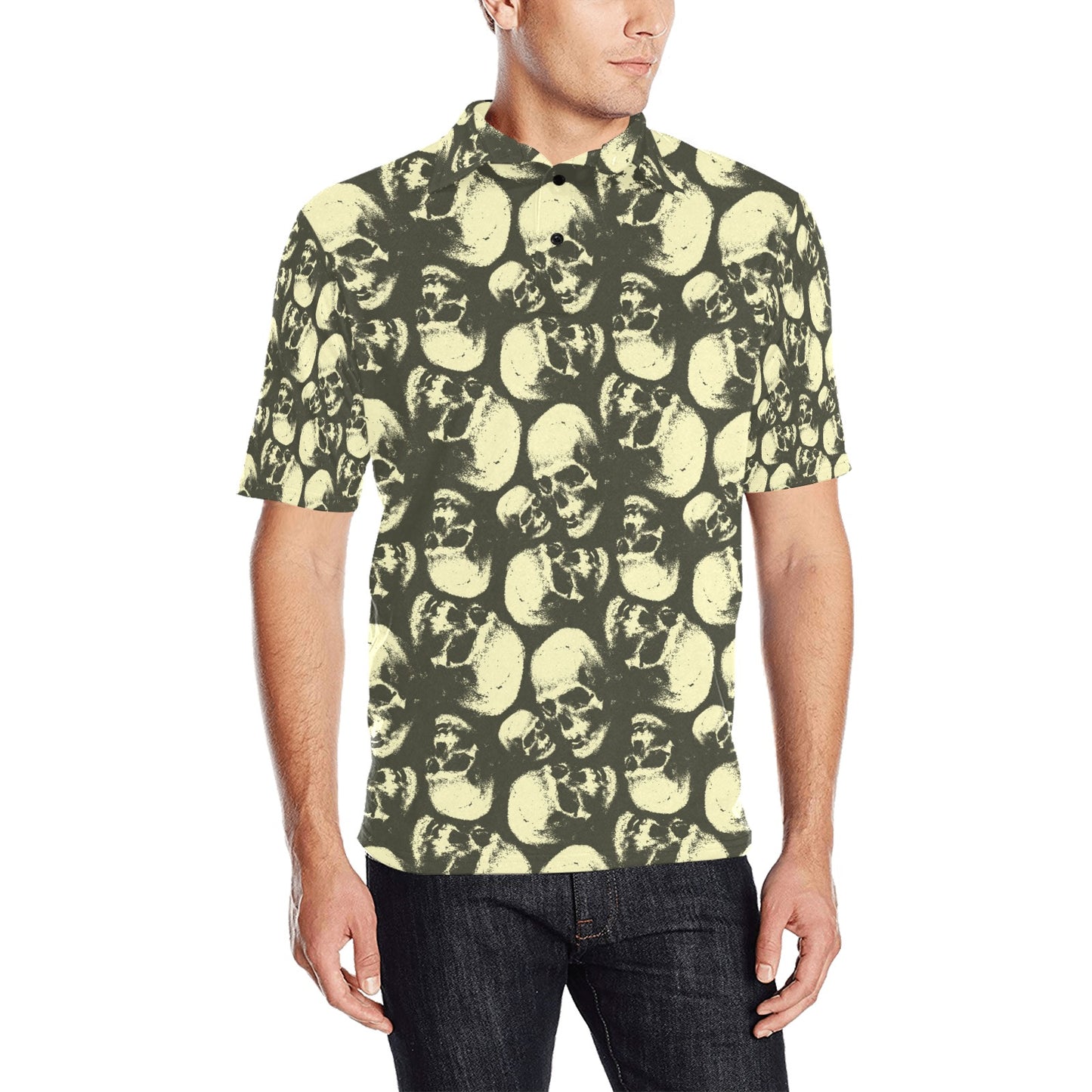 Skull Print Design LKS302 Men Polo Shirt