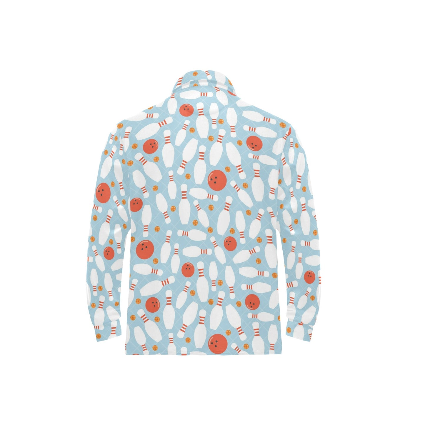 Bowling Pattern Print Design 09 Long Sleeve Polo Shirt For Men's