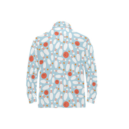 Bowling Pattern Print Design 09 Long Sleeve Polo Shirt For Men's