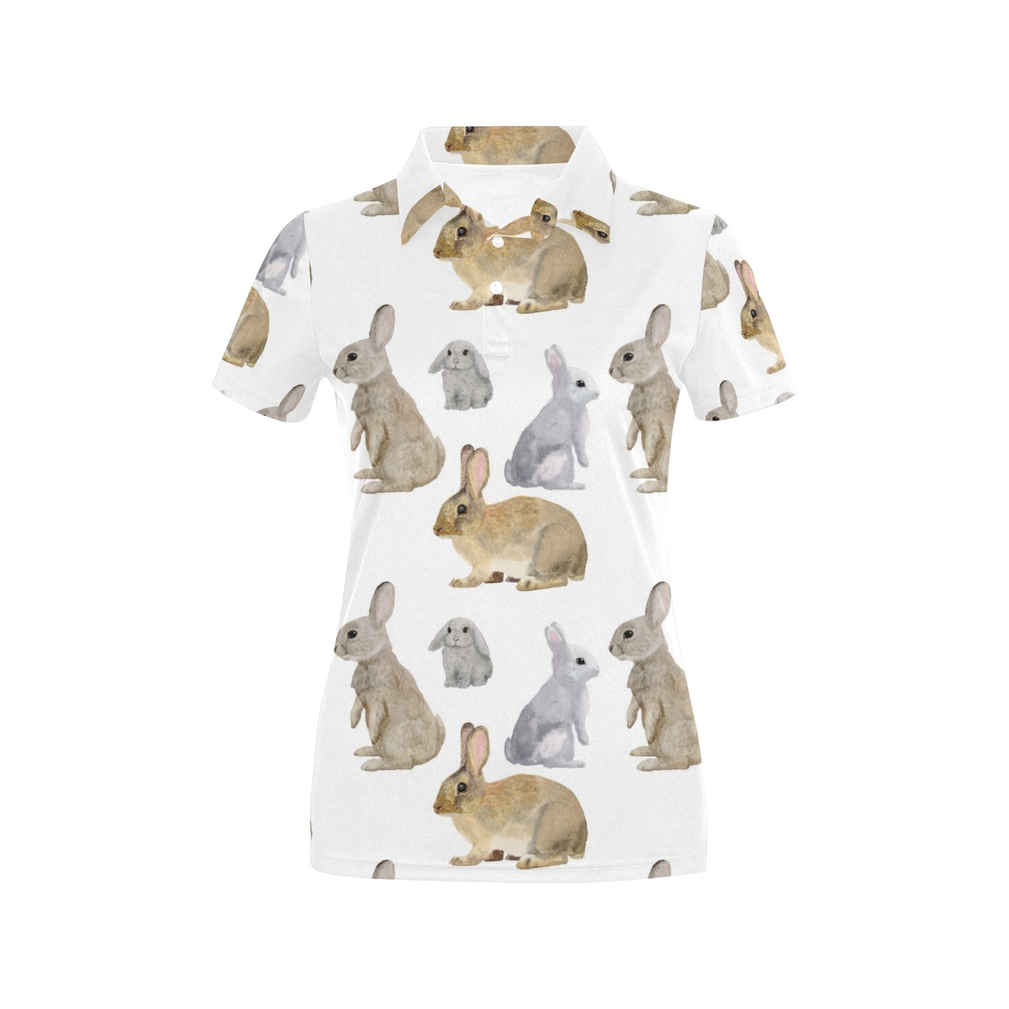 Rabbit Pattern Print Design 02 Women's Polo Shirt