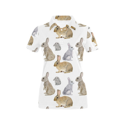 Rabbit Pattern Print Design 02 Women's Polo Shirt