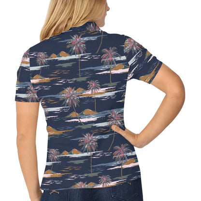 Pacific island Pattern Print Design A06 Women's Polo Shirt