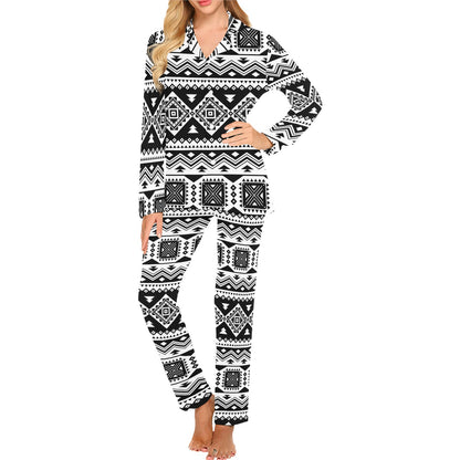 Aztec Pattern Print Design 08 Women's Long Pajama Set