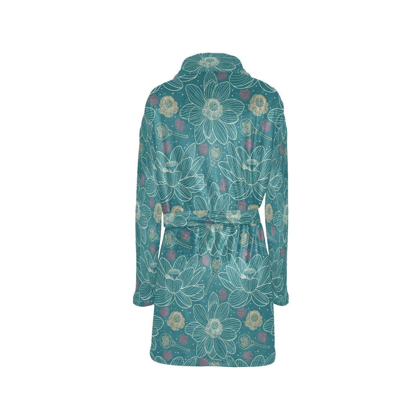 Lotus Pattern Print Design 01 Women's Fleece Robe