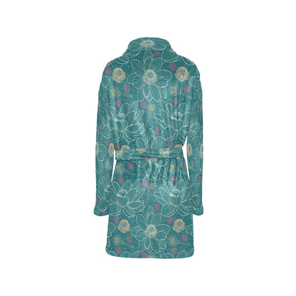 Lotus Pattern Print Design 01 Women's Fleece Robe