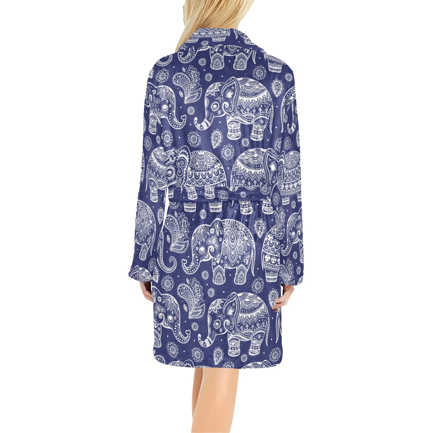 White Elephant Mandala Women's Fleece Robe
