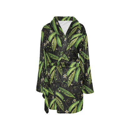Peas Pattern Print Design A02 Women's Fleece Robe