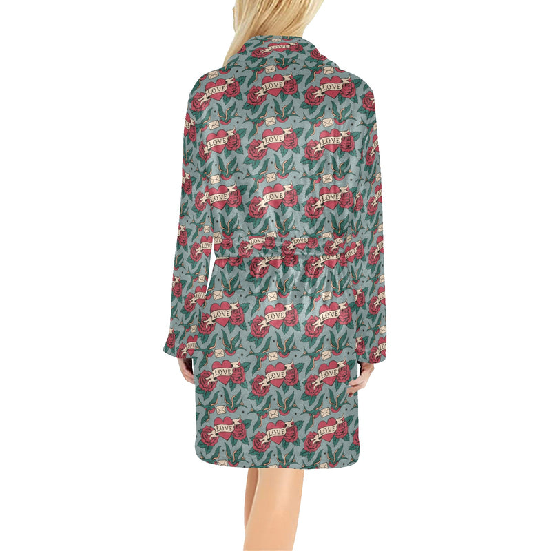 Tattoo Heart Print Design LKS301 Women's Fleece Robe