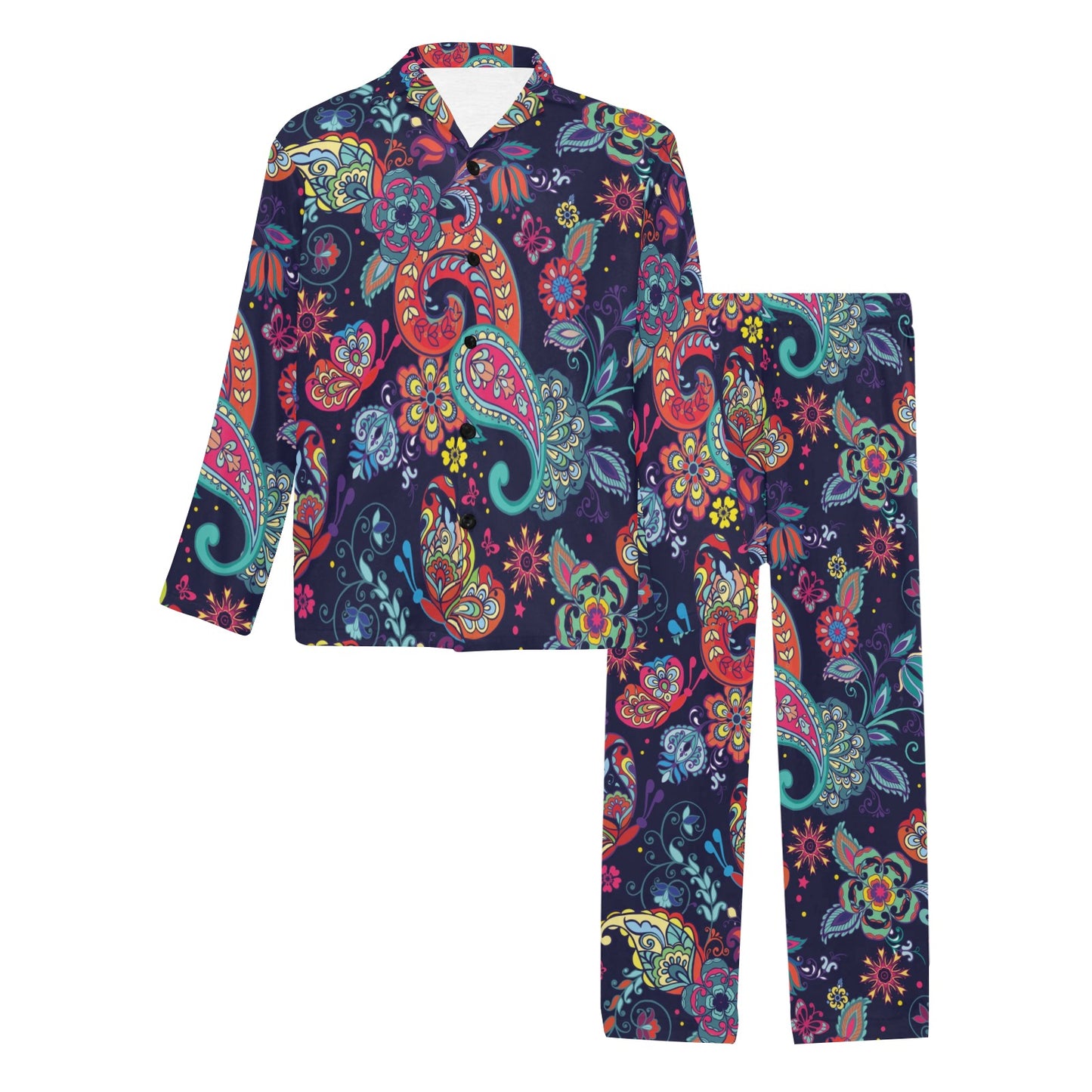 Paisley Boho Pattern Print Design A06 Men's Long Pajama Set