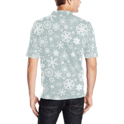Snowflake Print Design LKS303 Men Polo Shirt