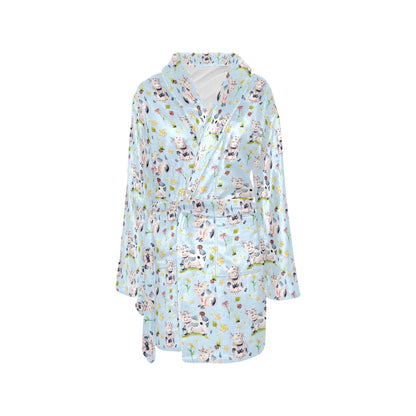Cow Happy Pattern Print Design 05 Women's Fleece Robe