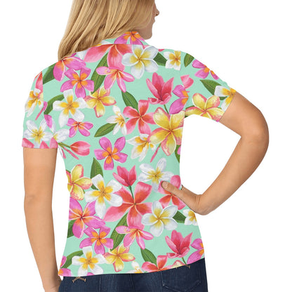 Plumeria Pattern Print Design PM014 Women's Polo Shirt