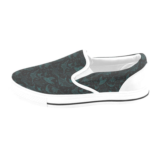 Manta Ray Print Design LKS402 White Slip Ons Canvas Women's Shoes