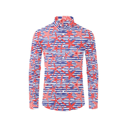 Starfish Print Design LKS401 Men's Long Sleeve Dress Shirt