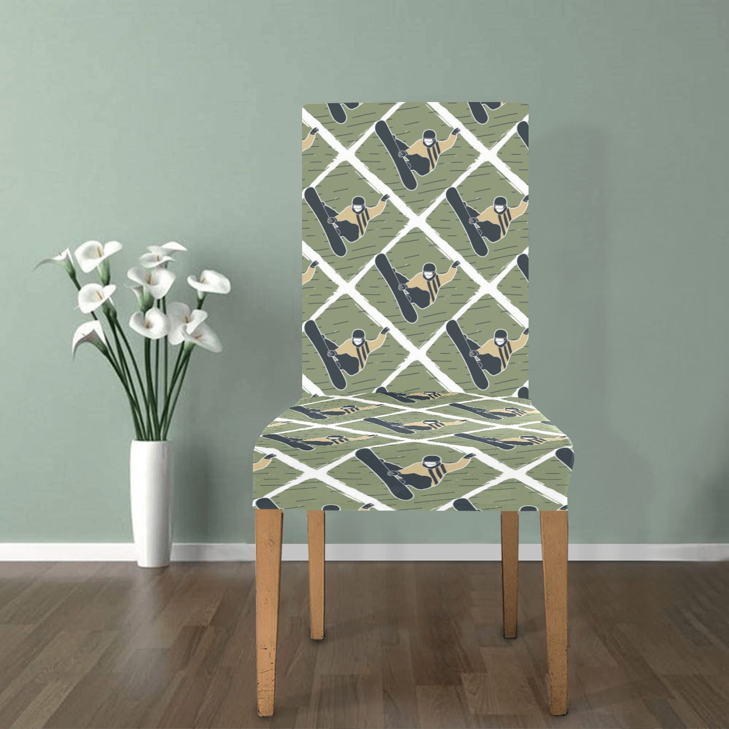 Snowboard Man Print Design LKS302 Dining Chair Slipcover