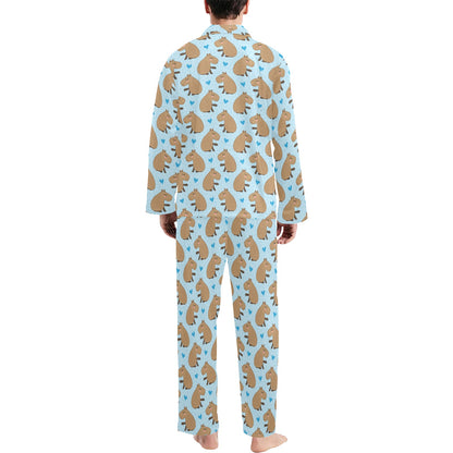 Capybara Pattern Print Design 01 Men's Long Pajama Set