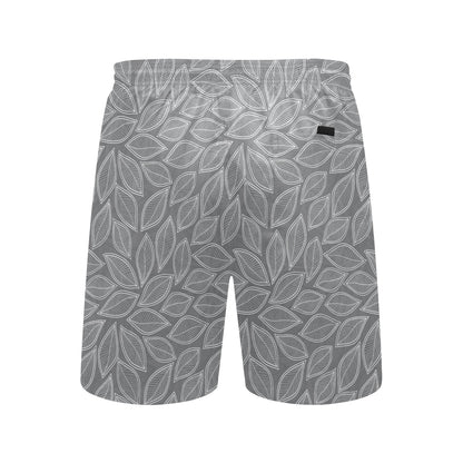 Elm Leave Grey Print Pattern Men's Swim Trunks Beach Shorts
