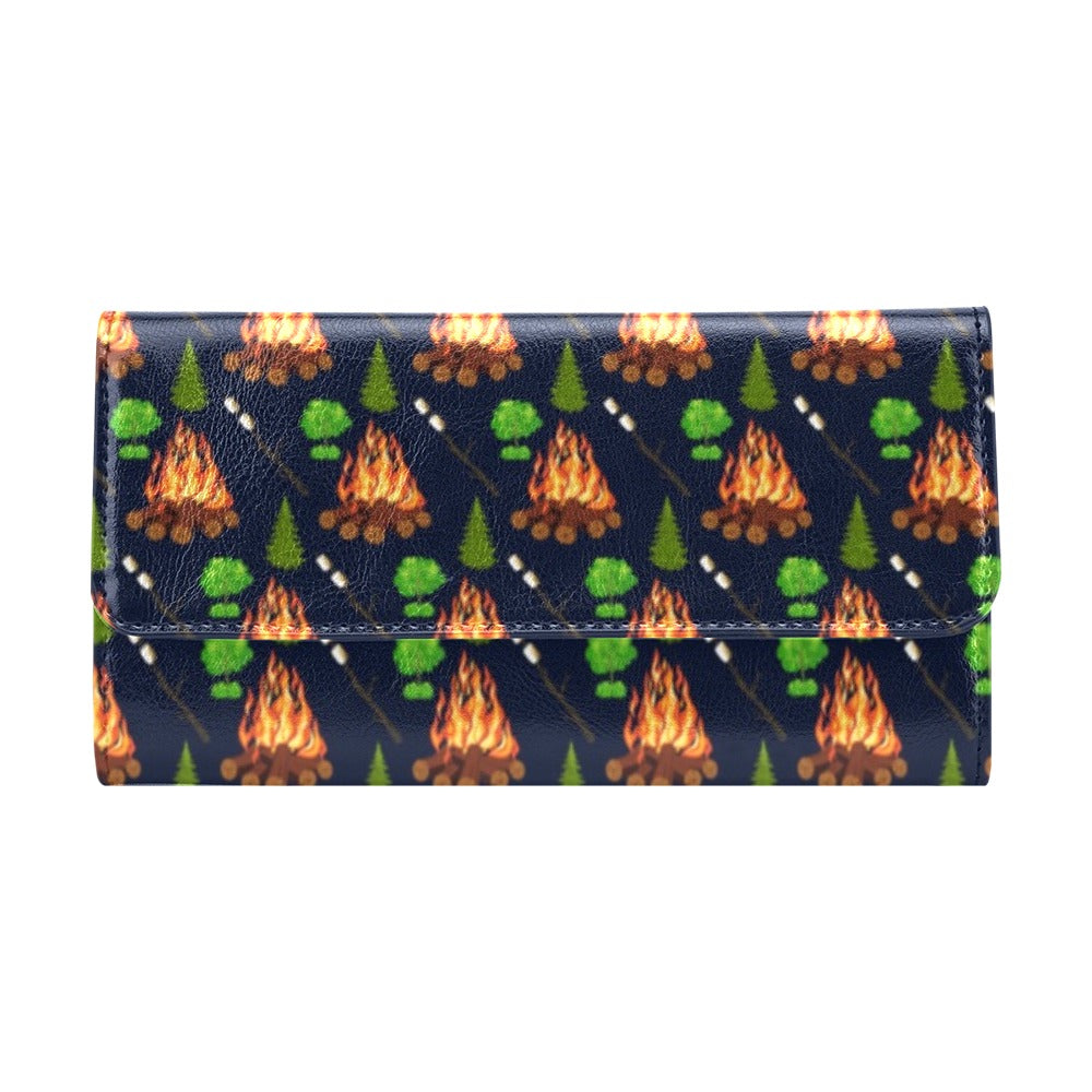 Camfire marshmallow Camping Design Print Women's Trifold Wallet