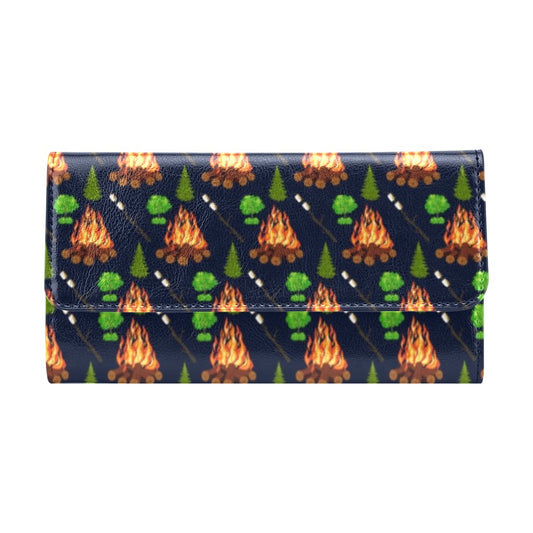Camfire marshmallow Camping Design Print Women's Trifold Wallet