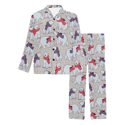 Polar Bear Pattern Print Design PB04 Men's Long Pajama Set