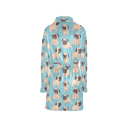 Pug Pattern Print Design A03 Women's Fleece Robe
