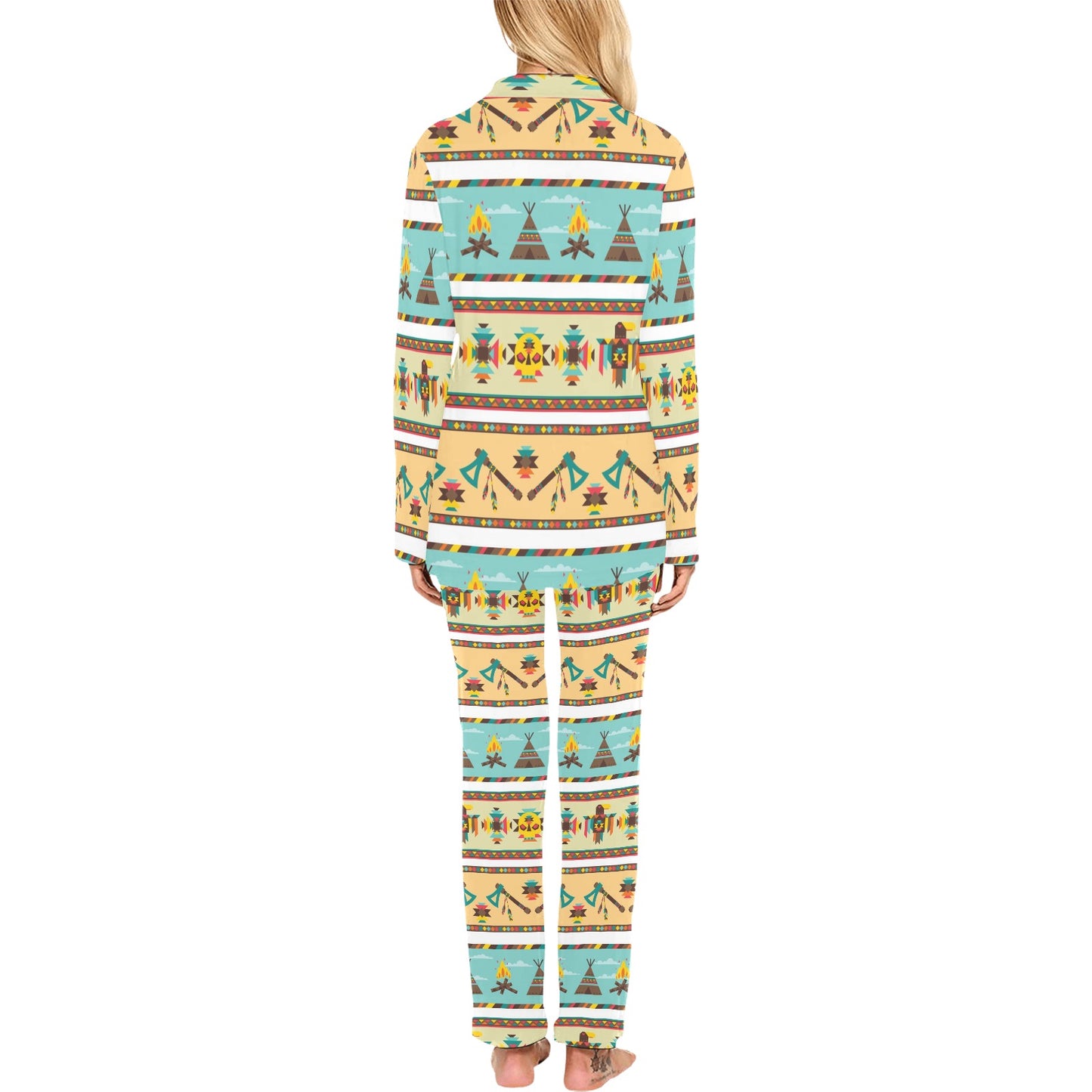 American indian Life Pattern Women's Long Pajama Set
