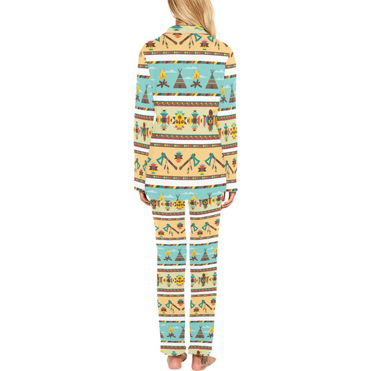 American indian Life Pattern Women's Long Pajama Set