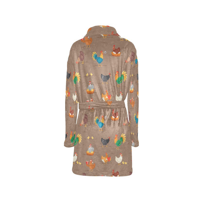 Chicken Happy Print Pattern Women's Fleece Robe