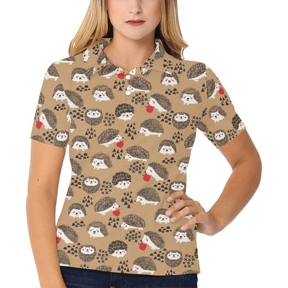Hedgehog Print Design LKS403 Women's Polo Shirt
